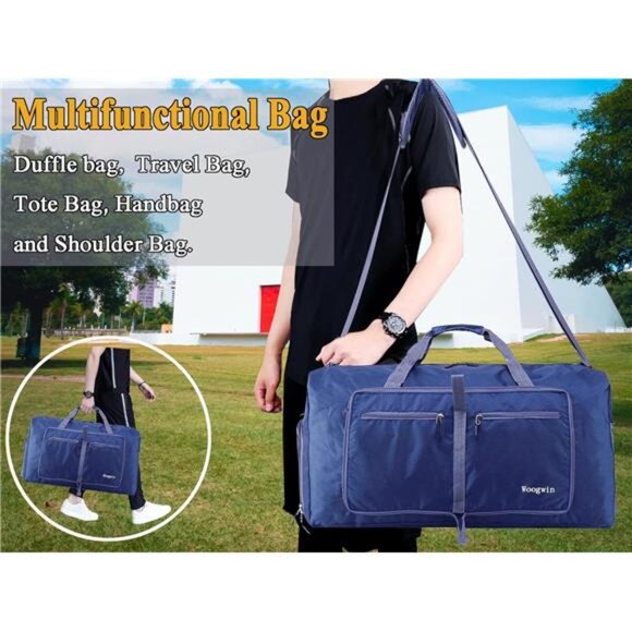 Travel Duffel Bag Large Foldable Waterproof Overnight Bag for Beach Swim Bags - Picture 6 of 7